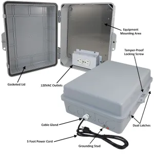 Altelix 14x11x5 PC   ABS Weatherproof Power Box NEMA Enclosure with 120V Power Outlets