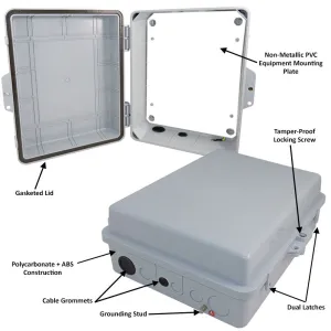 Altelix 14x11x5 Polycarbonate   ABS Indoor / Outdoor RF Transparent WiFi Access Point Enclosure with PVC Non-Metallic Equipment Mounting Plate