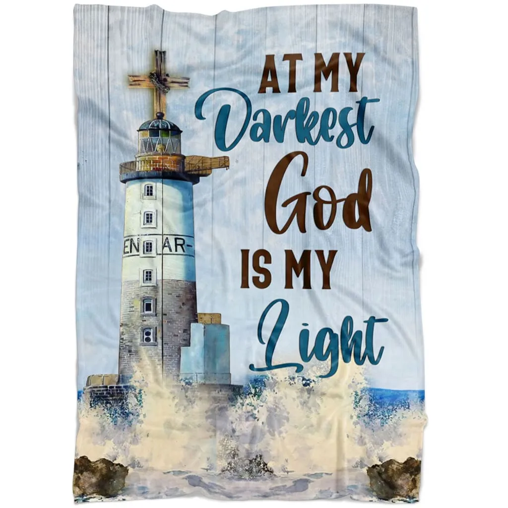 At My Darkest God Is My Light Fleece Blanket - Christian Blanket - Bible Verse Blanket