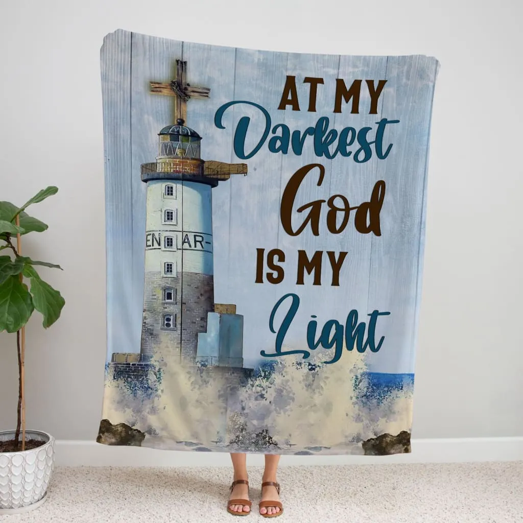 At My Darkest God Is My Light Fleece Blanket - Christian Blanket - Bible Verse Blanket