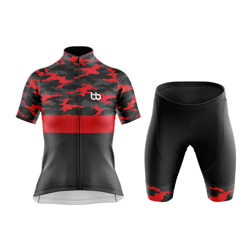 Camouflage Neck Club Cycling Kit (V2) (Red)