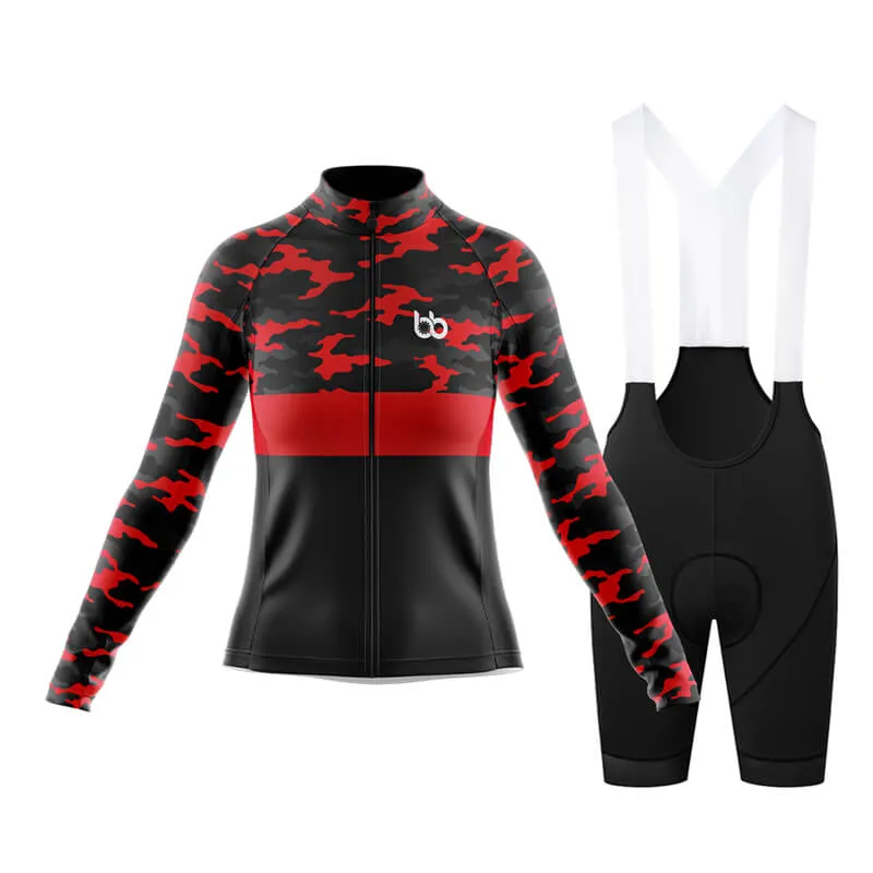 Camouflage Neck Club Cycling Kit (V2) (Red)