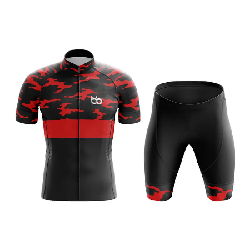 Camouflage Neck Club Cycling Kit (V2) (Red)