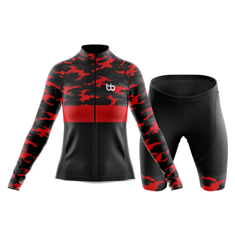 Camouflage Neck Club Cycling Kit (V2) (Red)