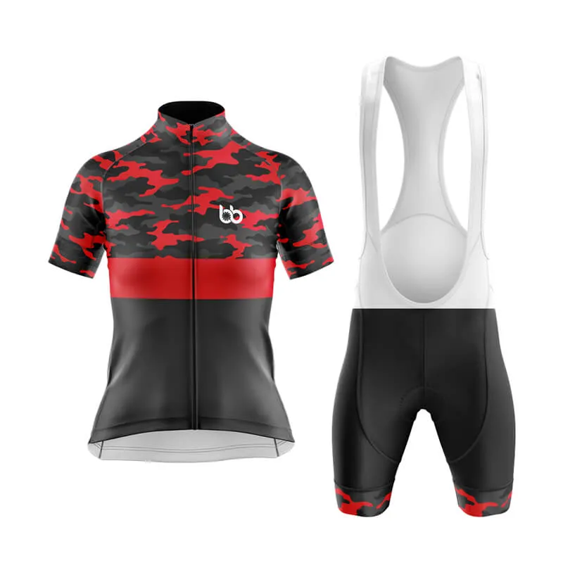 Camouflage Neck Club Cycling Kit (V2) (Red)