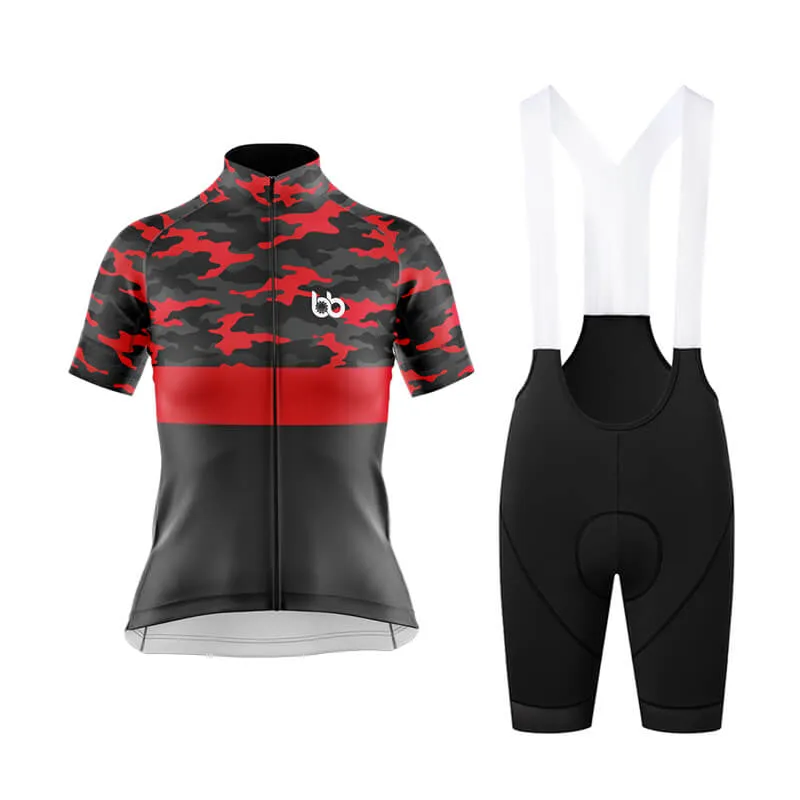 Camouflage Neck Club Cycling Kit (V2) (Red)