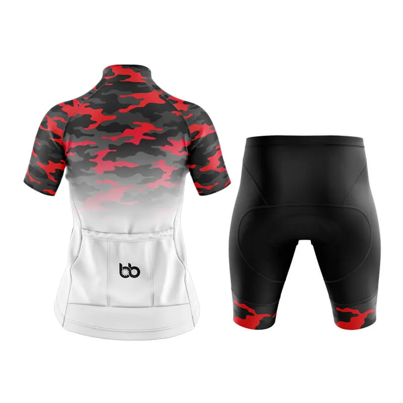 Camouflage Neck Club Cycling Kit (V3) (Red-White)