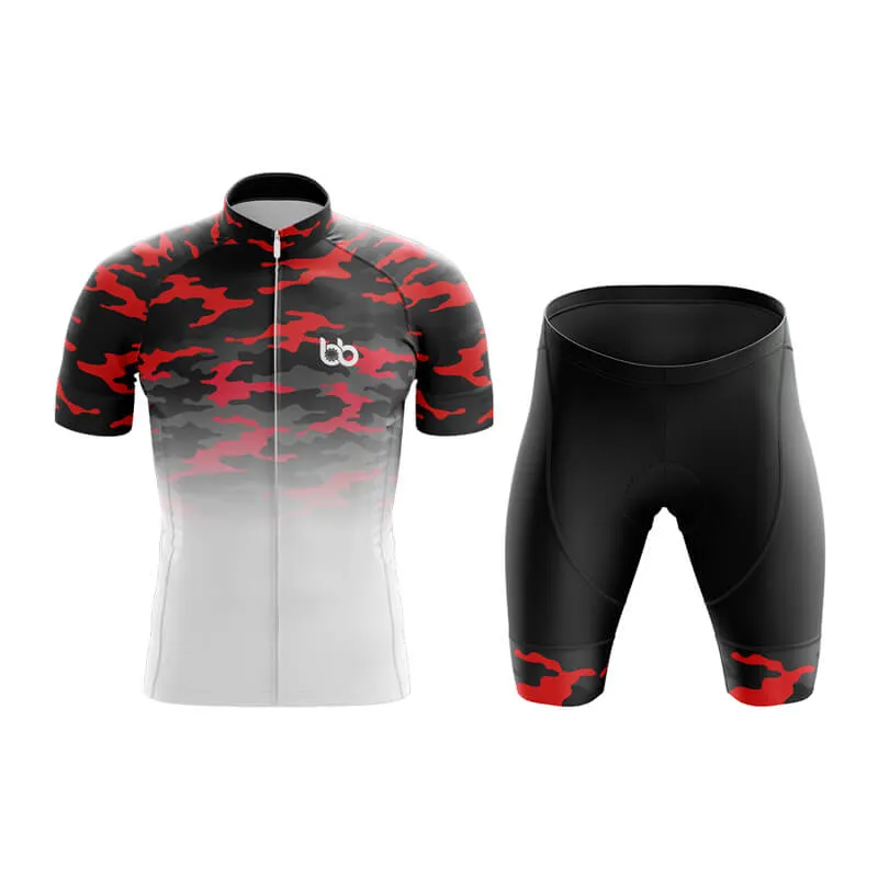 Camouflage Neck Club Cycling Kit (V3) (Red-White)