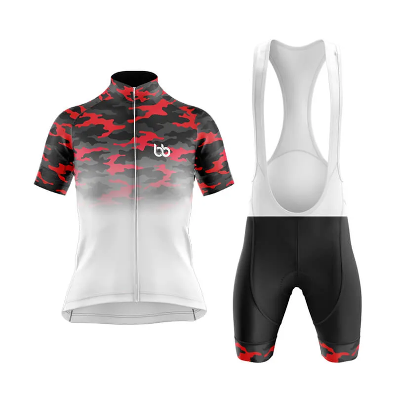 Camouflage Neck Club Cycling Kit (V3) (Red-White)