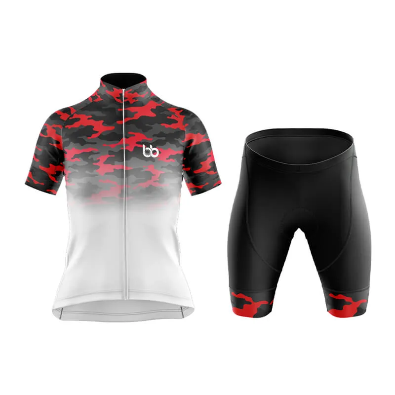 Camouflage Neck Club Cycling Kit (V3) (Red-White)