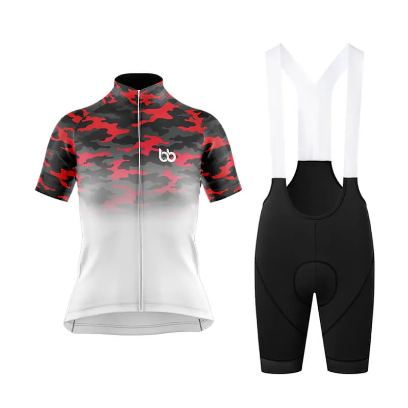 Camouflage Neck Club Cycling Kit (V3) (Red-White)