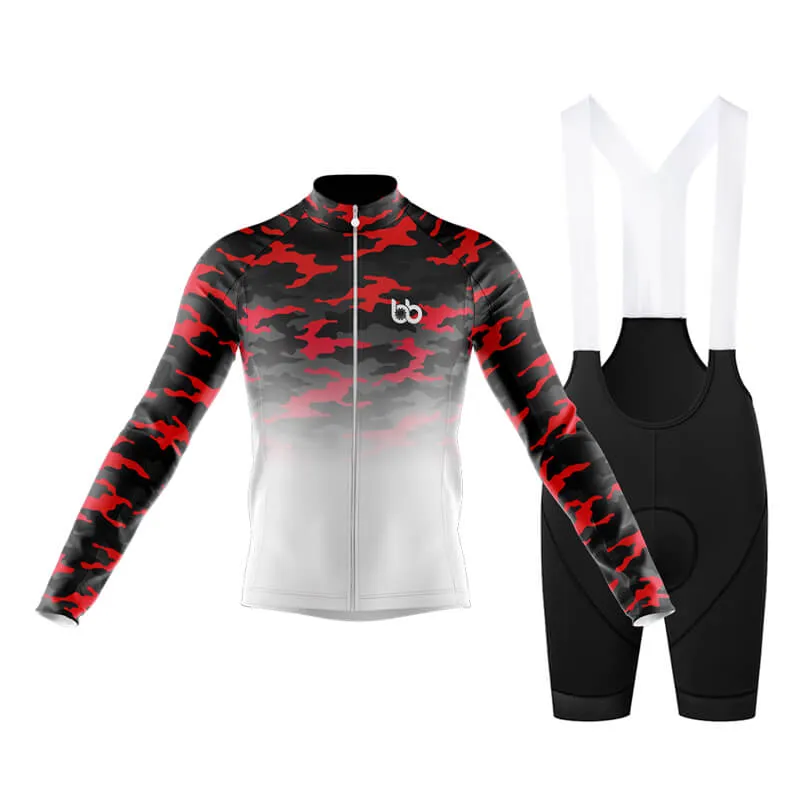 Camouflage Neck Club Cycling Kit (V3) (Red-White)