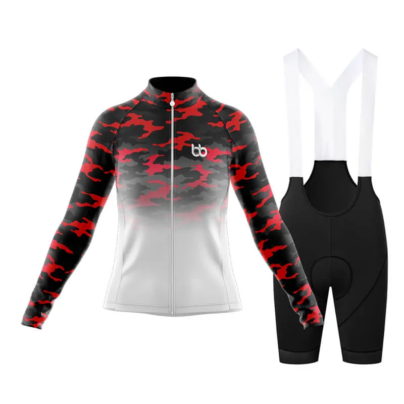 Camouflage Neck Club Cycling Kit (V3) (Red-White)