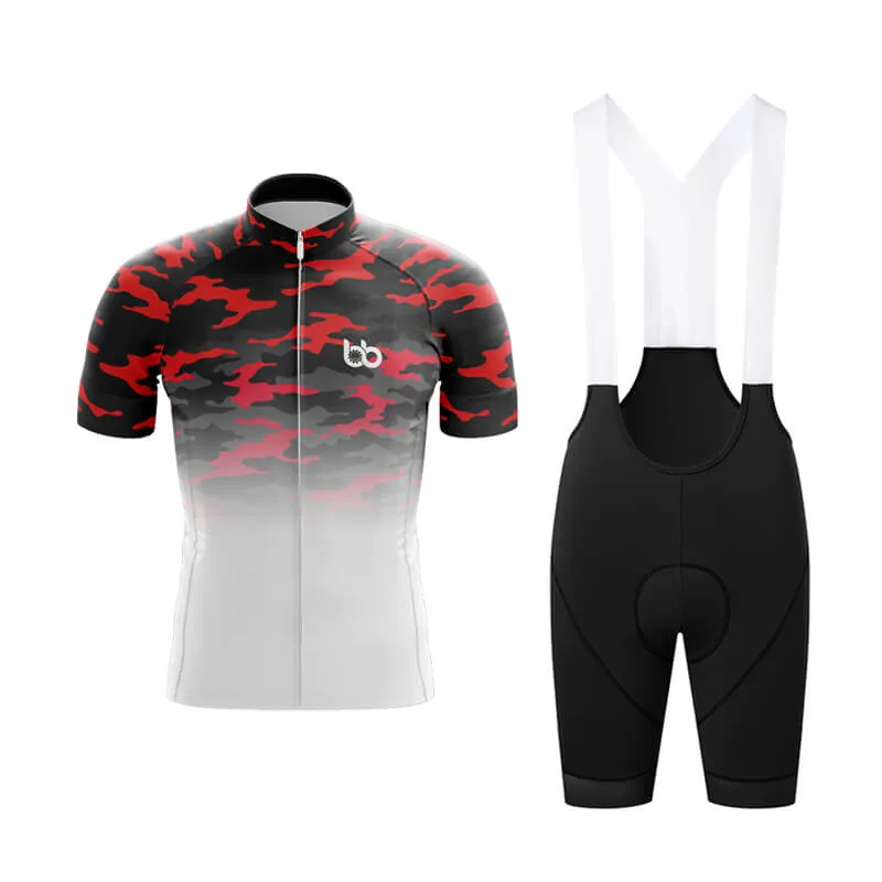 Camouflage Neck Club Cycling Kit (V3) (Red-White)