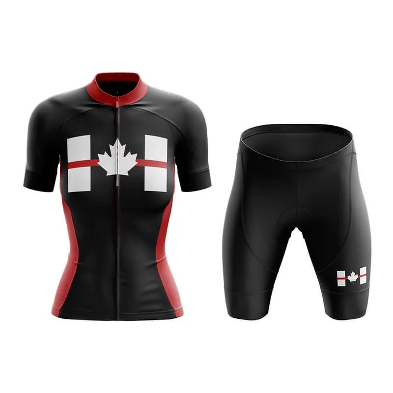 Canada Red Thin Line Club Cycling Kit (Black)