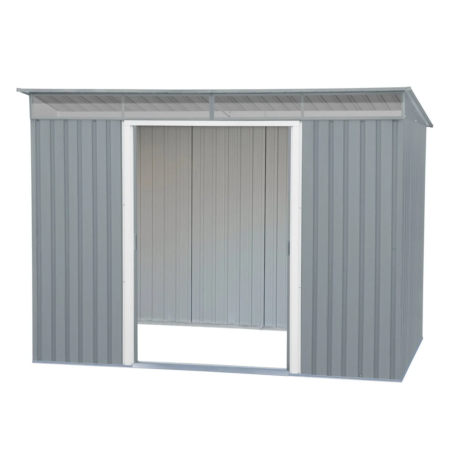 DuraMax | 8x6 ft Top Pent Roof Metal Storage Shed With Skylight - Light Gray