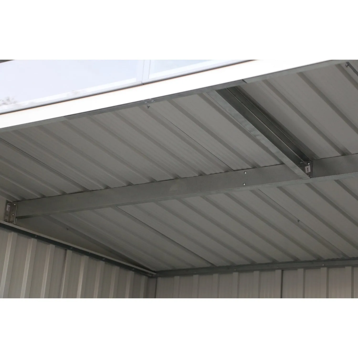 DuraMax | 8x6 ft Top Pent Roof Metal Storage Shed With Skylight - Light Gray