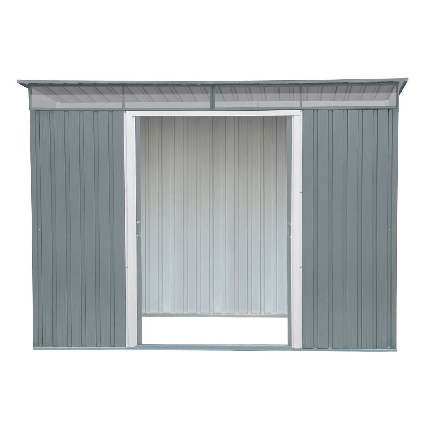 DuraMax | 8x6 ft Top Pent Roof Metal Storage Shed With Skylight - Light Gray