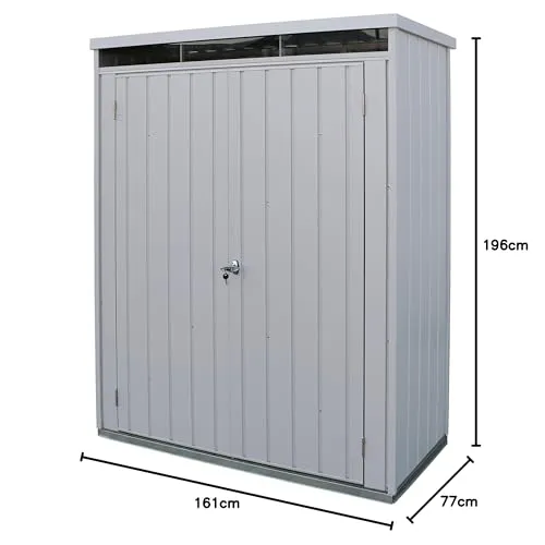 Duramax Palladium High Store Locker Double Door with Front Skylight, Multi-Purpose Garden Storage Cabinet, Outdoor Tall Cupboard, Two Adjustable Shelf Kit Included, Silver