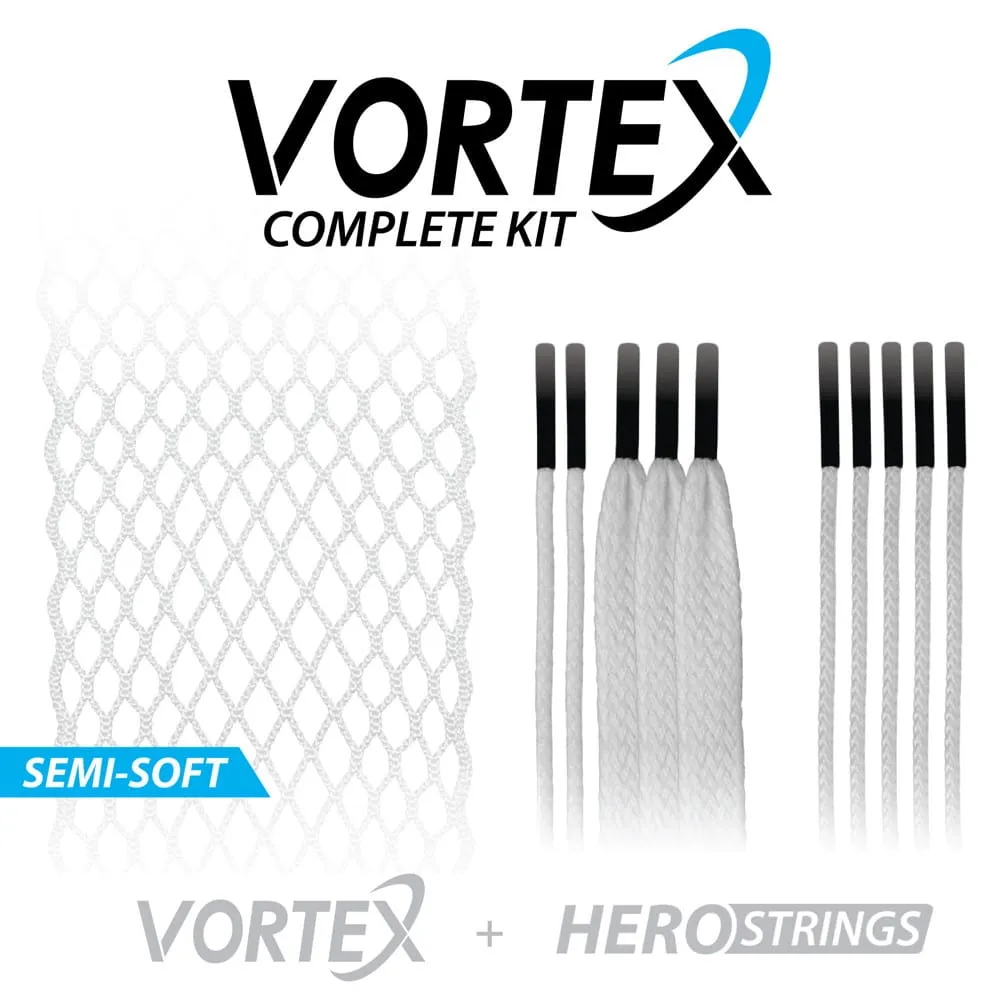 ECD Vortex Semi-Soft Hybrid Lacrosse Mesh and Hero Strings Complete Stringing Kit