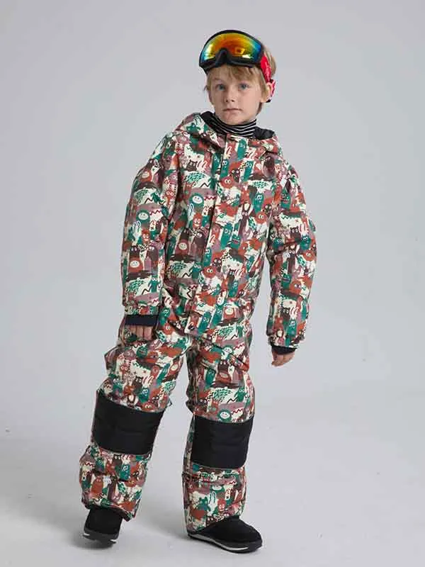 Girl & Boy's Animal World One Piece Snowsuits