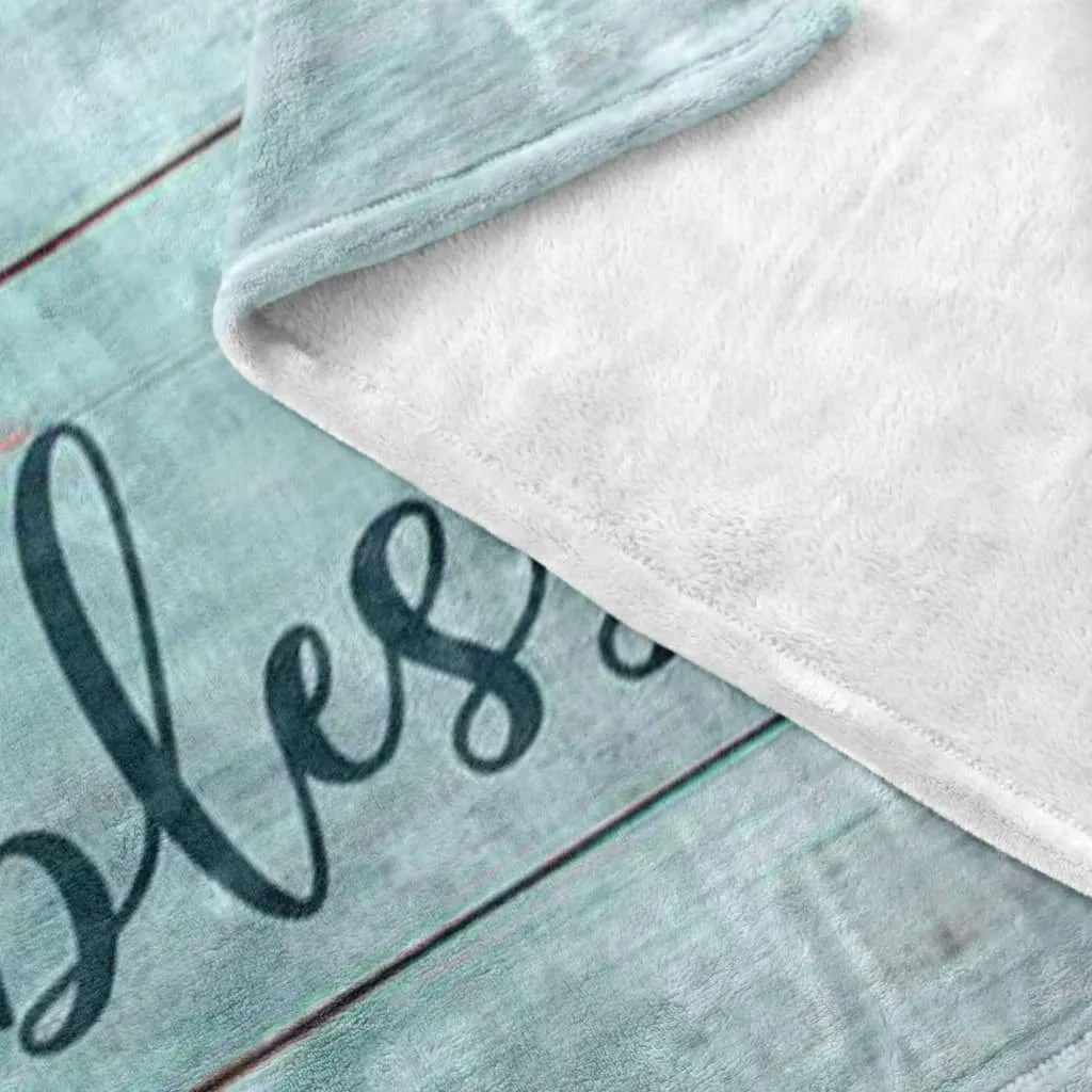 Grateful Love Believe Thankful Faith Blessed Fleece Blanket - Christian Blanket - Bible Verse Blanket