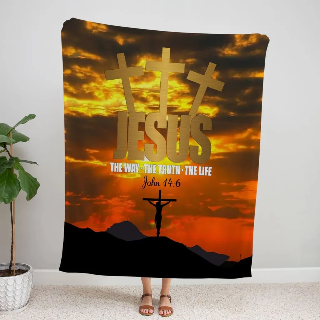 Jesus The Way The Truth The Life Fleece Blanket - Christian Blanket - Bible Verse Blanket