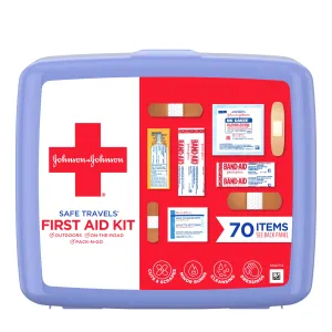 Johnson & Johnson Safe Travels Portable Emergency First Aid Kit, 70 pc