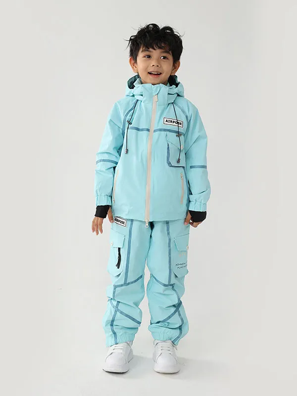 Kid's Air Pose Mountain Breaker Stripe Cargo Snow Jacket & Pants