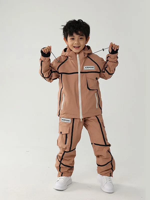 Kid's Air Pose Mountain Breaker Stripe Cargo Snow Jacket & Pants