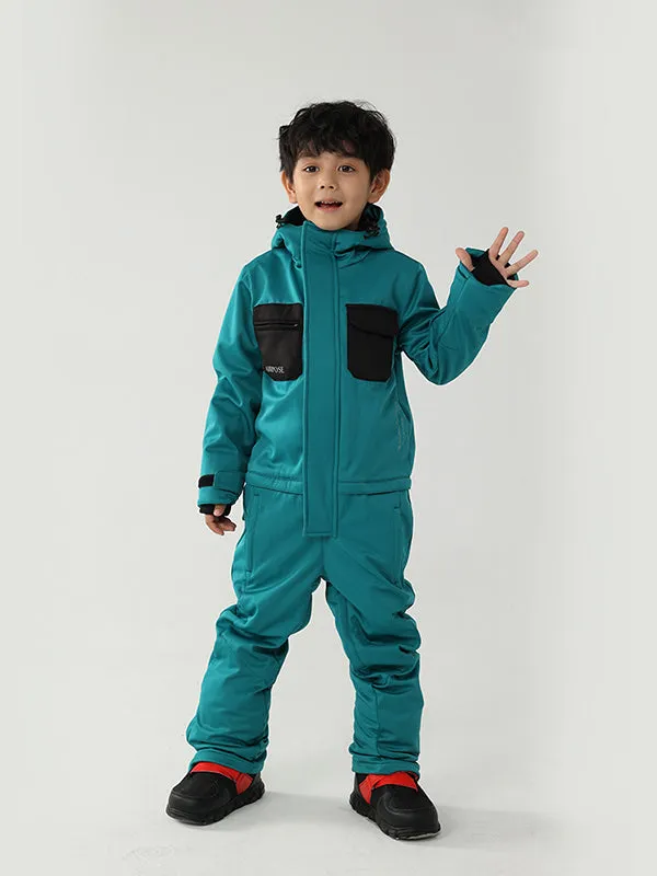 Kid's Air Pose Winter Warrior Block One Piece Snowsuit