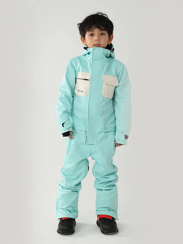 Kid's Air Pose Winter Warrior Block One Piece Snowsuit