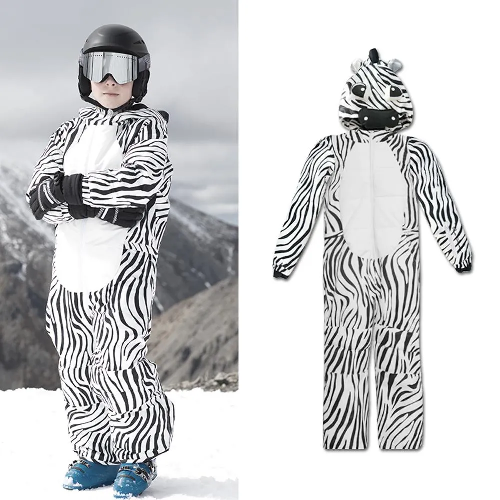 Kids Unisex Waterproof Winter Animal Friendly One Piece Snowsuits