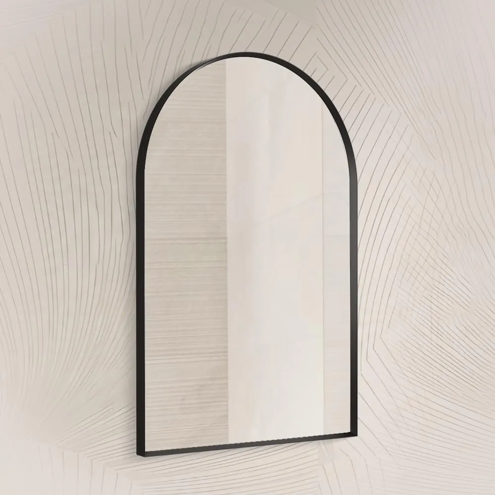 Kohler Essential Arch Decorative HD Mirror for Wall 610mm X 914mm (24inch x36inch) Matte Black Metal Frame, High Corrosion Resistant - Mirror for Bathroom, Living Room, Bedroom (3 Year Warranty)