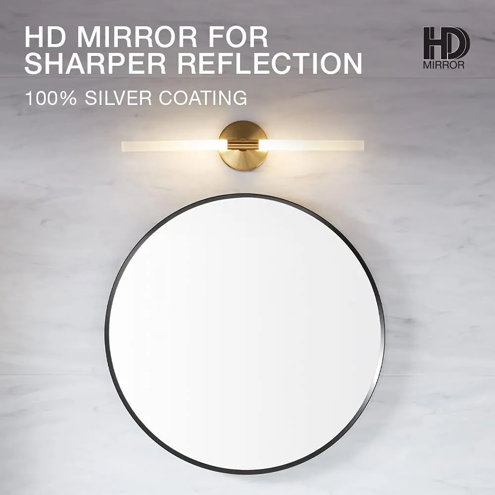 Kohler Essential Circular Decorative HD Mirror for Wall 558mm (22 inch) Matte Black Metal Frame, High Corrosion Resistant - Mirror for Bathroom, Living Room, Bedroom (3 Year Warranty)