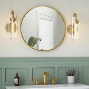 Kohler Essential Circular Decorative HD Mirror for Wall 716mm (22 inch) Brushed Gold Metal Frame, High Corrosion Resistant - Mirror for Bathroom, Living Room, Bedroom (3 Year Warranty)