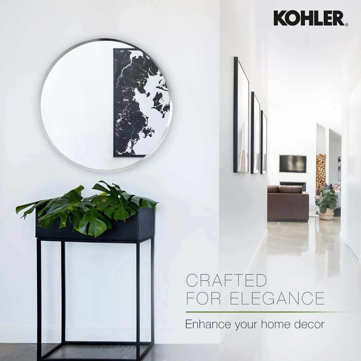 Kohler Essential Circular Decorative HD Mirror for Wall 716mm (28 inch) Polished Chrome Metal Frame, High Corrosion Resistant - Mirror for Bathroom, Living Room, Bedroom (3 Year Warranty)