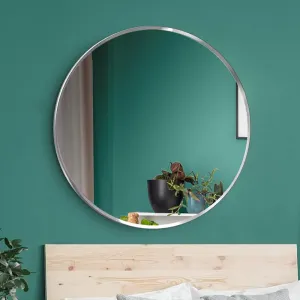 Kohler Essential Circular Decorative HD Mirror for Wall 716mm (28 inch) Polished Chrome Metal Frame, High Corrosion Resistant - Mirror for Bathroom, Living Room, Bedroom (3 Year Warranty)