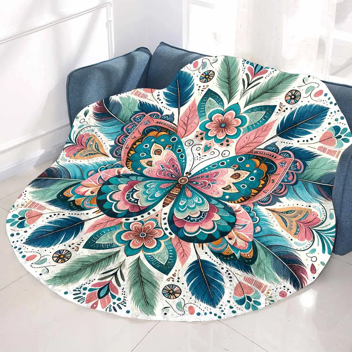 Mandella_Butterfly_Awd35154  Circular Micro Fleece Blanket 60"