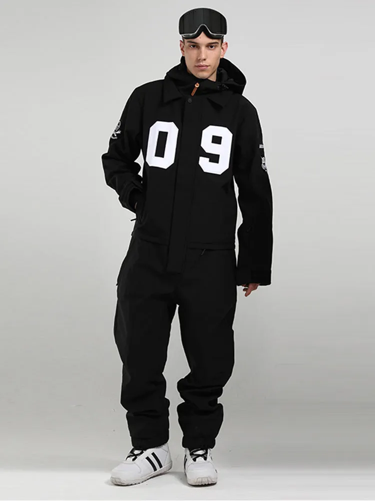 Men's Black 15K Waterproof Winter One Piece Snowboard Suits