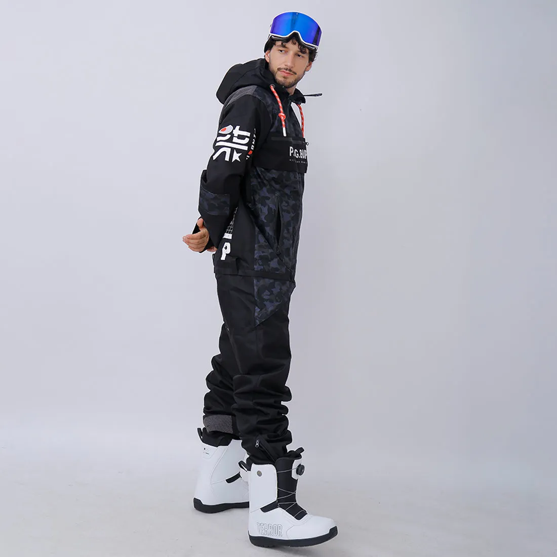 Men's PINGUP P-40 Fighter & Shark Conjoined One Piece Snowboard Suits