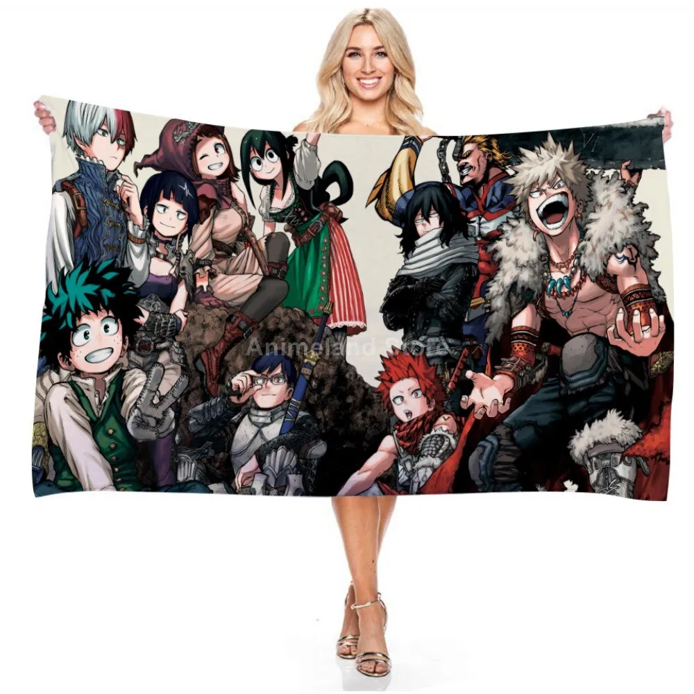 My Hero Academia Beach Towel Anime 3d Delicate Microfiber Bath Towel Outdoor Blanket Living Room Home Decor Swimming Fashion