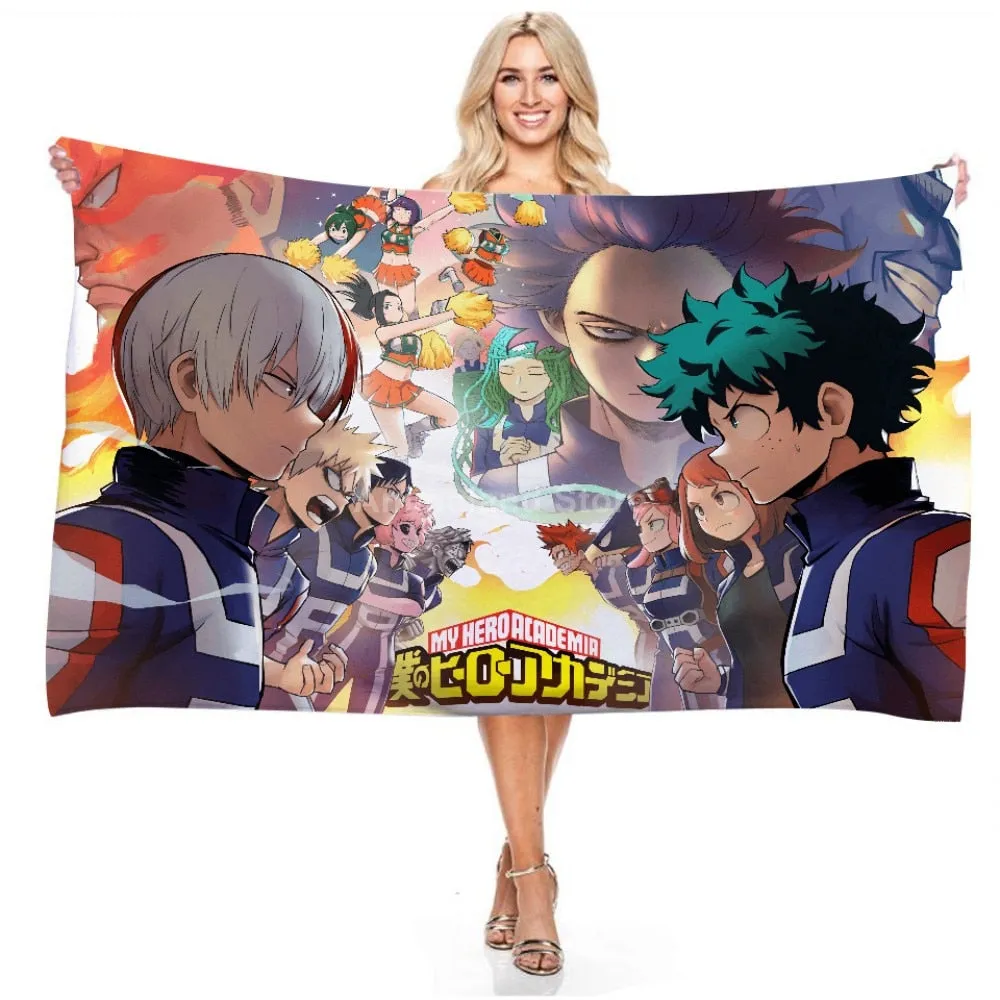 My Hero Academia Beach Towel Anime 3d Delicate Microfiber Bath Towel Outdoor Blanket Living Room Home Decor Swimming Fashion