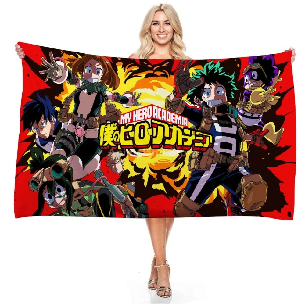 My Hero Academia Beach Towel Anime 3d Delicate Microfiber Bath Towel Outdoor Blanket Living Room Home Decor Swimming Fashion