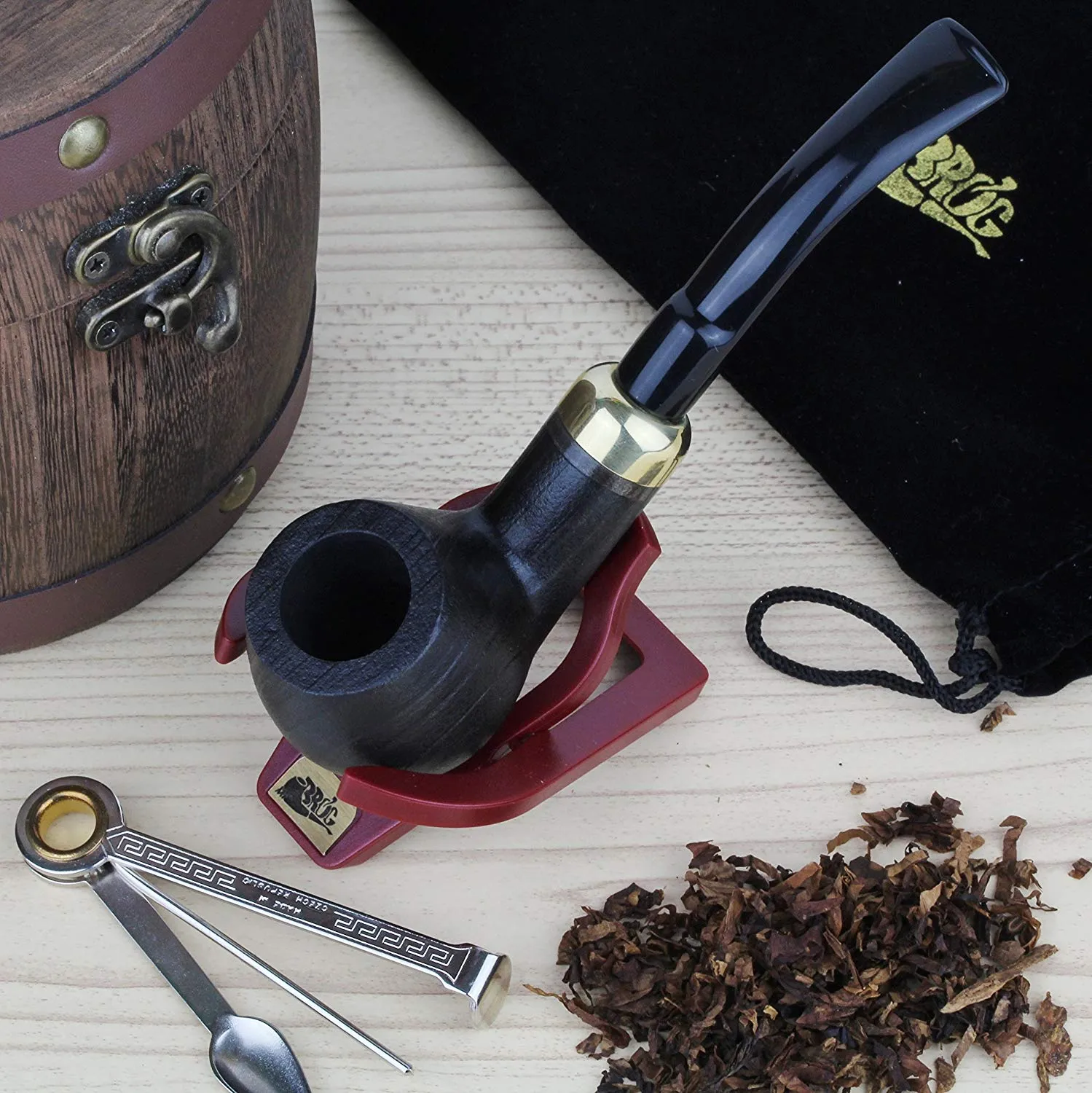 No. 24 Bent Army Pear Wood Pipe with Accessories Kit