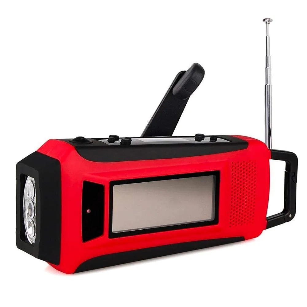 Portable Emergency Solar/Dynamo/DC & AM/FM/NOAA Radio & LED Flashlight & 1000mAh Power Bank Charger