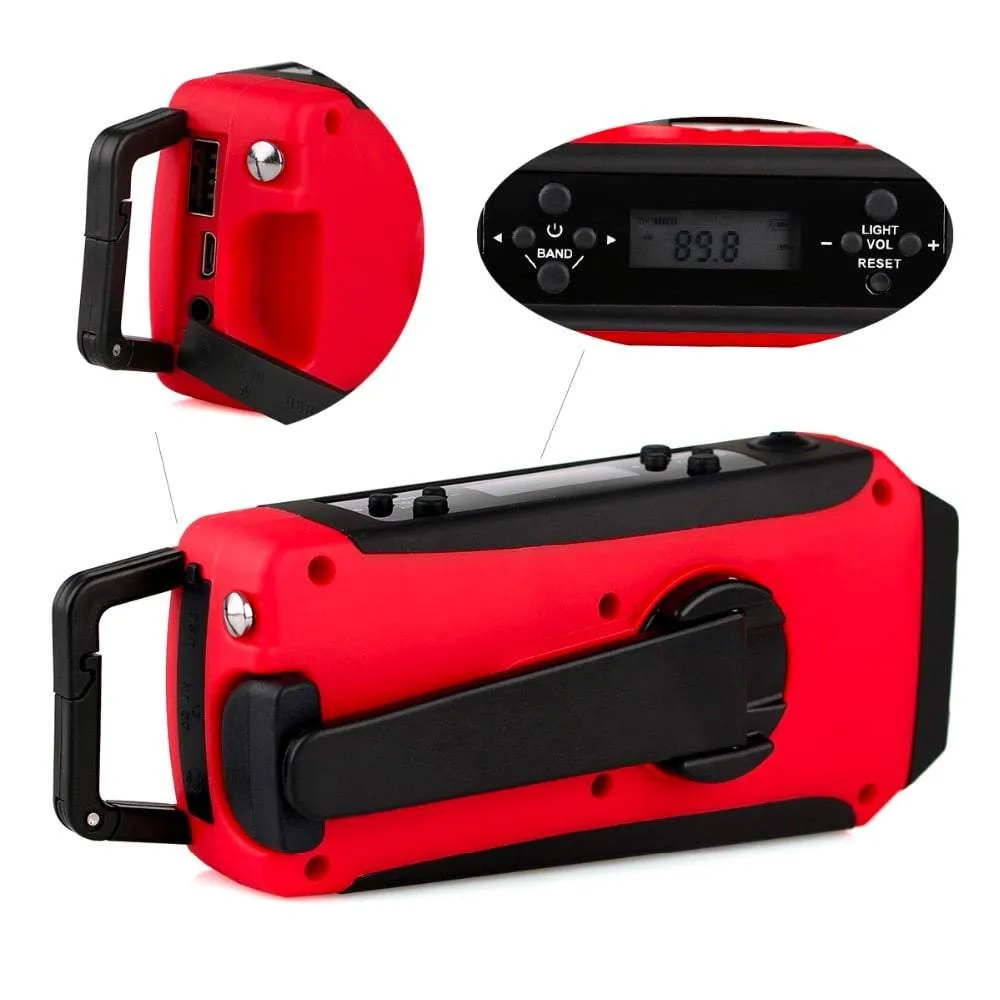 Portable Emergency Solar/Dynamo/DC & AM/FM/NOAA Radio & LED Flashlight & 1000mAh Power Bank Charger