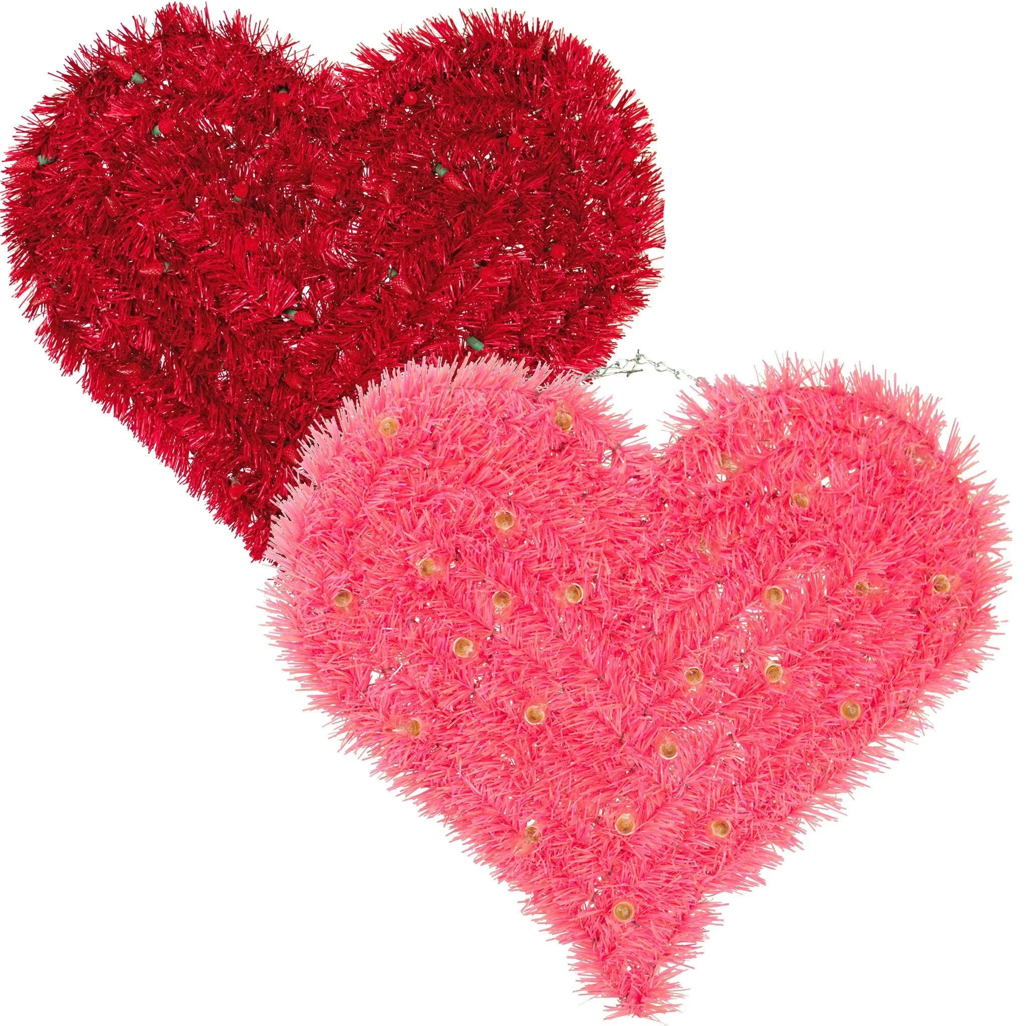 Pre-Lit Valentine's Day Tinsel Hearts with Lights