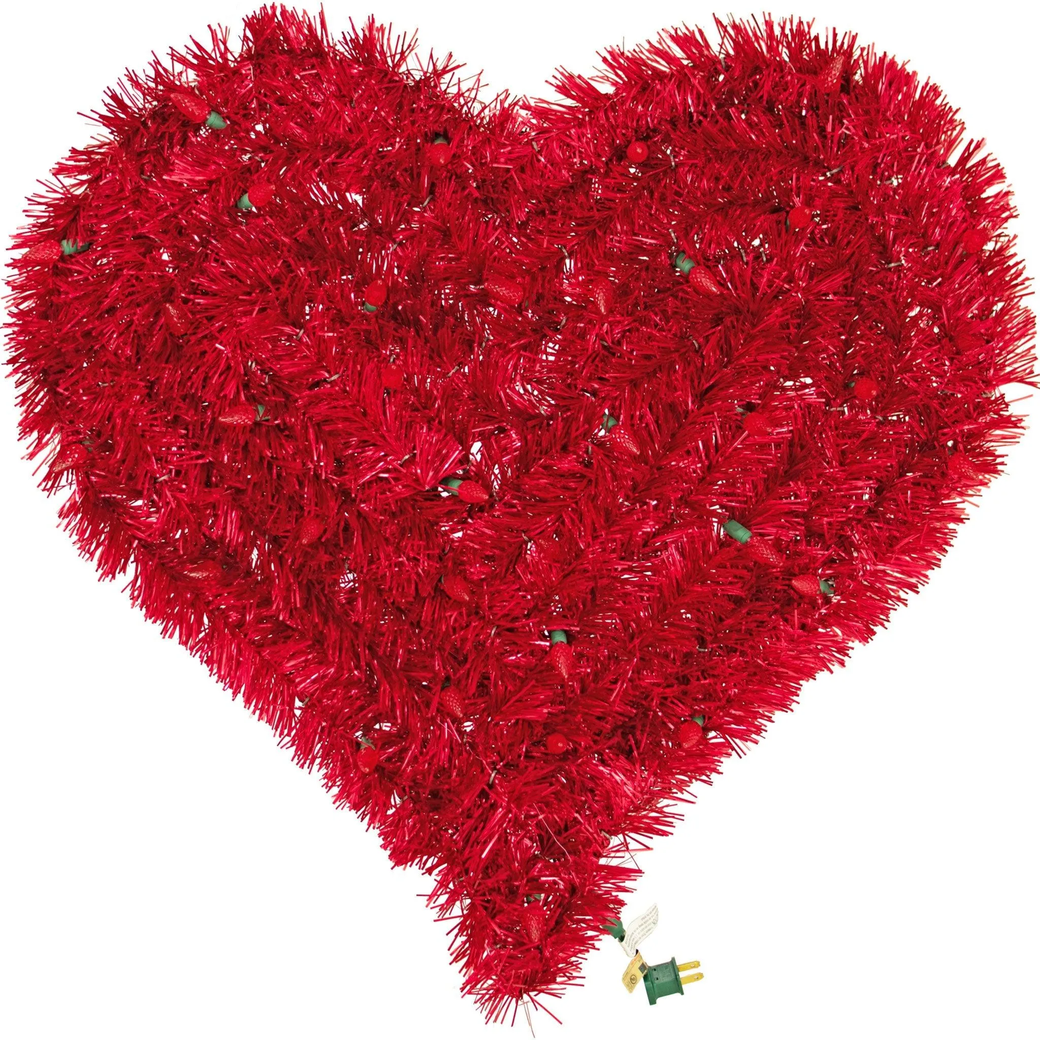 Pre-Lit Valentine's Day Tinsel Hearts with Lights