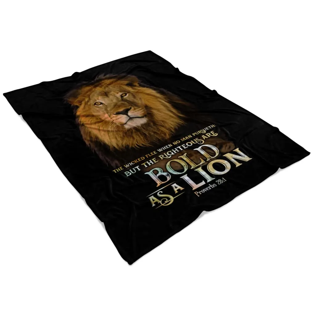 Proverbs 281 Kjv The Righterous Are Bold As A Lion Fleece Blanket - Christian Blanket - Bible Verse Blanket